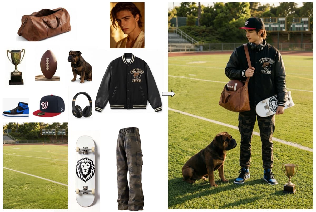 Firered Image Edit multi-element fusion showcase — combining multiple images with AI